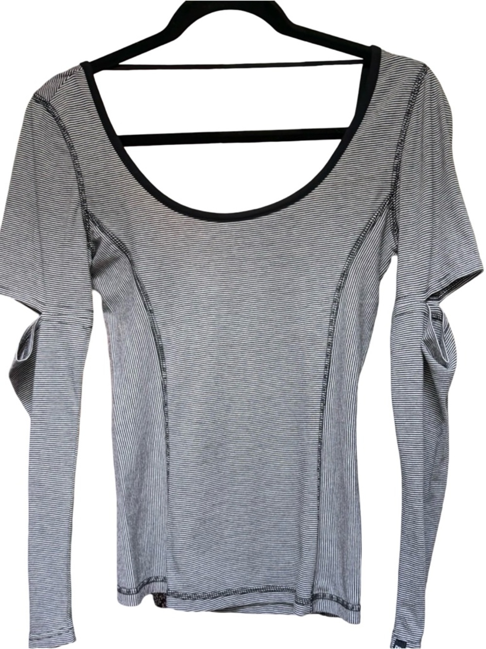 DC Women's Striped Performance Long Sleeve Top Cashew Heathered Black S - Picture 4 of 13